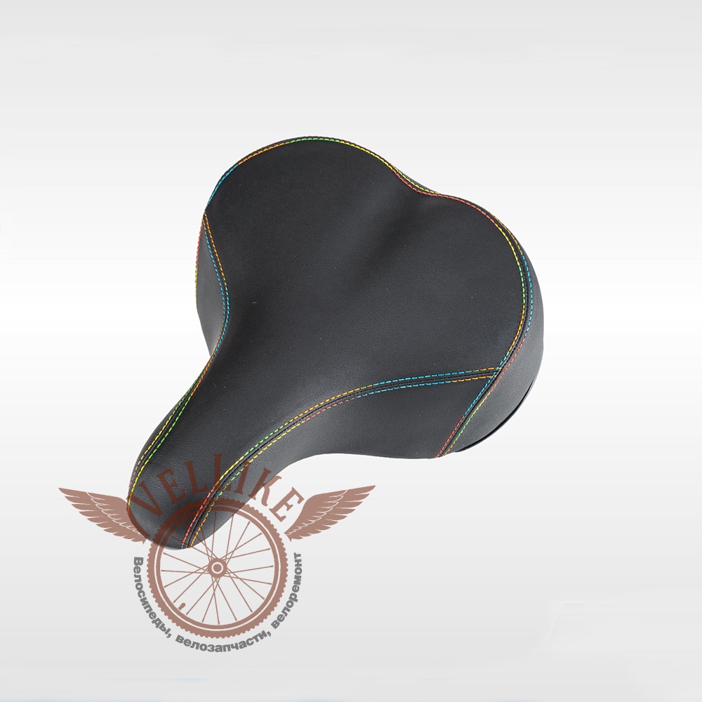 Седло на пружинах, для велосипеда, с цветной строчкой, бренд KMS, модель 2018года