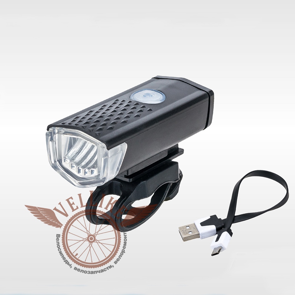 Фара велосипедная передняя алюминиевая, встроенный аккумулятор, USB зарядка.