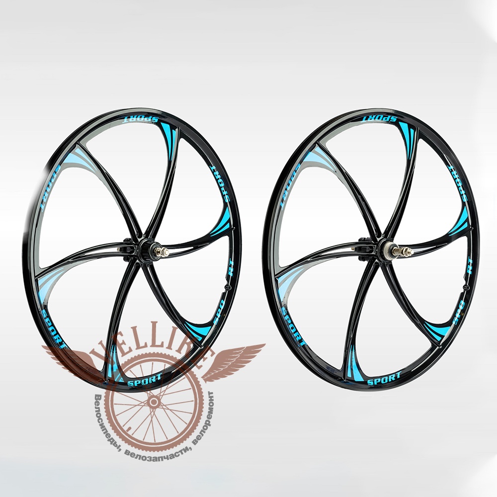 Комплект 26" алюминиевых дисков для велосипеда (передний+задний), втулки и оси в комплекте