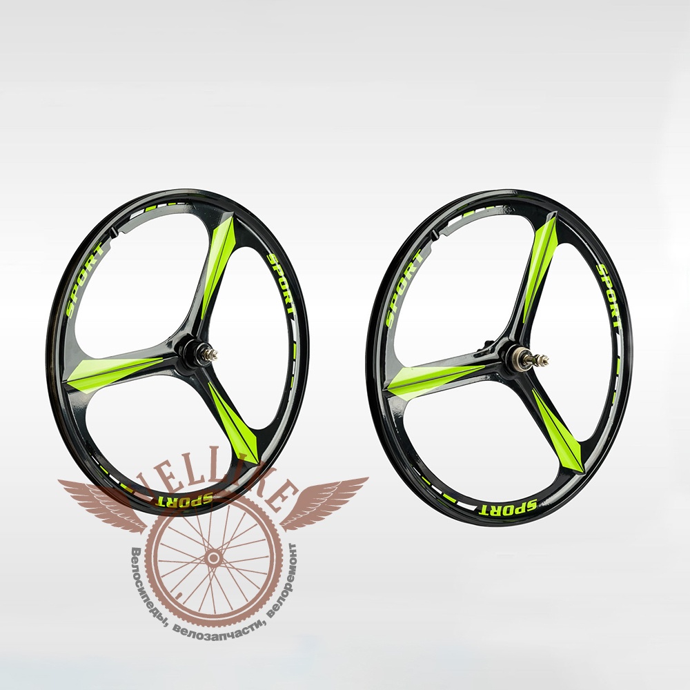 Комплект 24" алюминиевых дисков для велосипеда (передний+задний), втулки и оси в комплекте